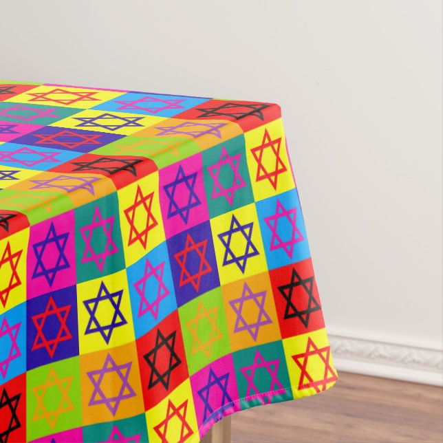 Mantel Judaica - Tablecloth - Coloridas Estrellas Judías (In Situ)
