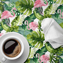 Mantel Jungle Leaves Flamingo rosa