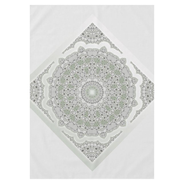 Mantel Kaleidoscope Fractal Mandala - verde gris (Anverso)