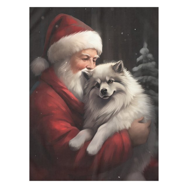 Mantel Keeshond Con Navidades festivos de Santa Claus (Anverso)