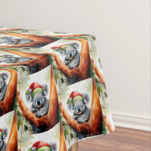 Mantel Koala de Navidad con sombrero de Santa sentado en