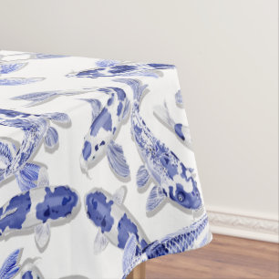 Mantel Koi azul y blanco
