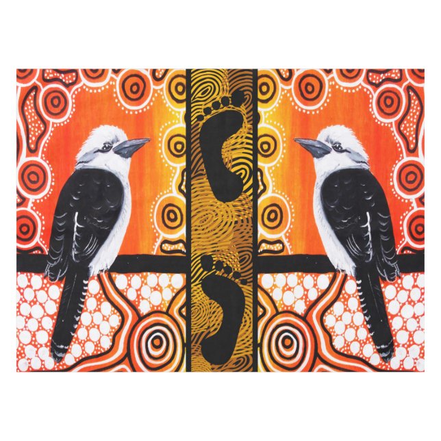 Mantel Kookaburra Dreaming Aboriginal Art Tablecloth (Frente (Horizontal))