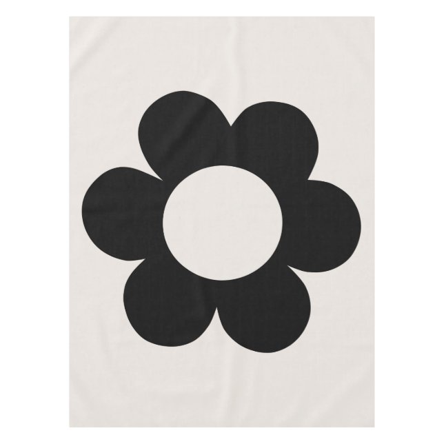Mantel La Fleur 03 Flor Retro Floral Negra Y Blanca (Anverso)