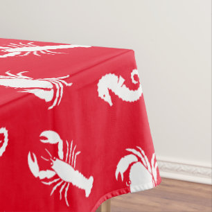 Mantel Langosta cangrejo caballito de mar rojo blanco pat