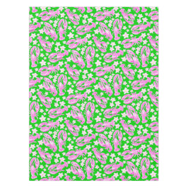 Mantel Langosta Preppy Flor Patrón Rosa Verde
