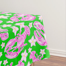 Mantel Langosta Rosa Preppy y Verde Floral Chic Costero