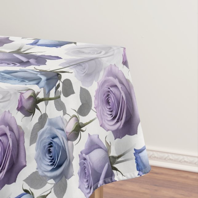 Mantel Lavender And Blue Roses Set On A Cloudy Gray (In Situ)