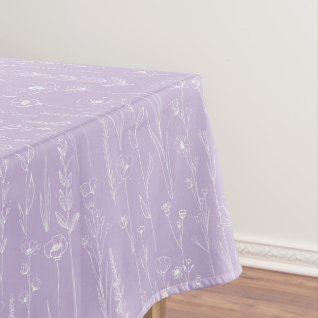 Mantel Lavender Wildflower Baby Shower Tablecloth (In Situ)