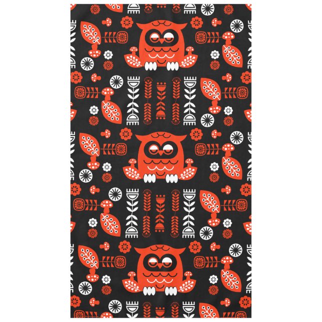 Mantel Lechuza Nórdica naranja Y Negro (Anverso)