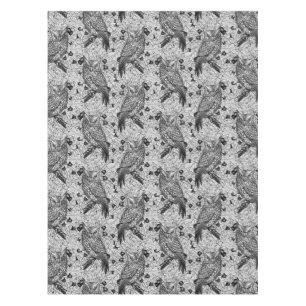 Mantel Lechuzas en el roble, negro y blanco