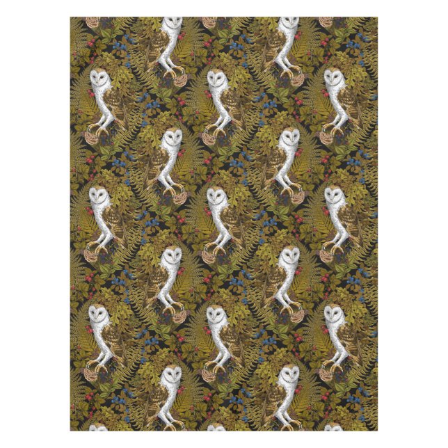 Mantel Lechuzas, helechos, roble y bayas 2 (Anverso)