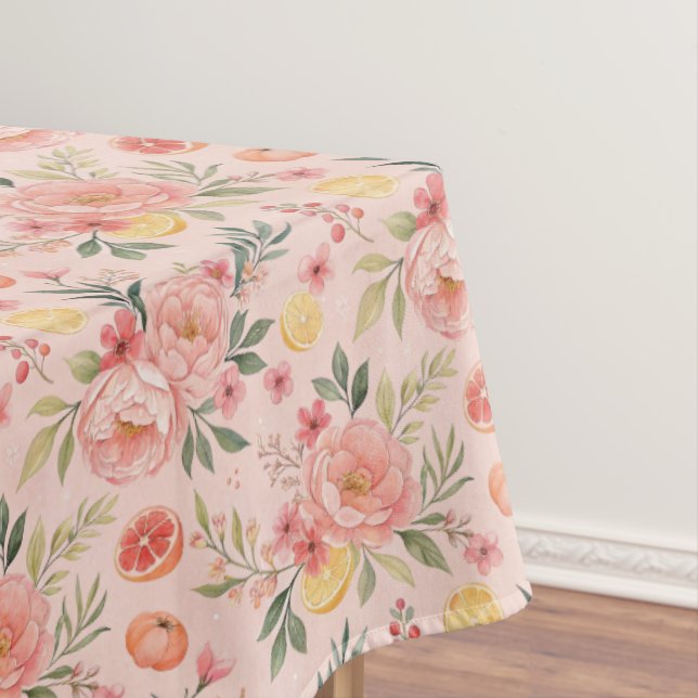Mantel Lemon  Floral pink Peony rustic Pattern  (In Situ)