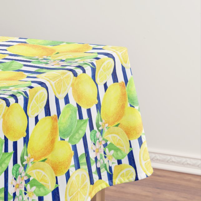 Mantel Lemones color agua de bonito en franjas azules (In Situ)