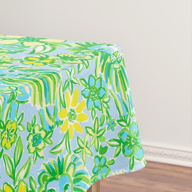 Mantel León Amarillo y Verde Preppy con Flores Costero (In Situ)