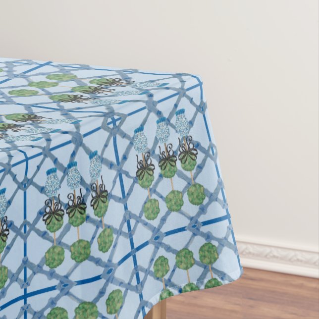 Mantel Leopard Chinoiserie Blue Ginger Jar Topiary (In Situ)