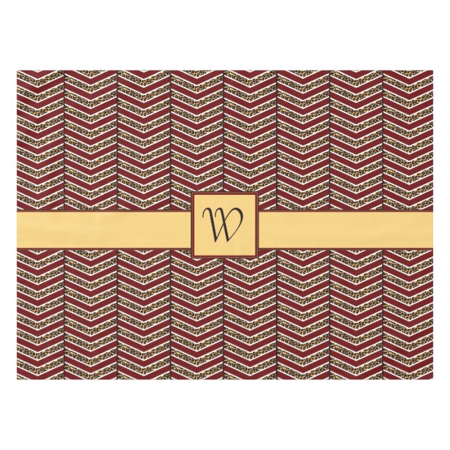 Mantel Leopard Print Chevron Tablecloth (Frente (Horizontal))