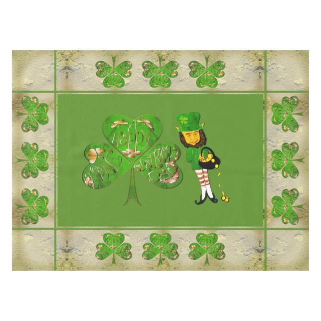 Mantel Leprechaun Shamrock "Feliz San Patricio (Frente (Horizontal))
