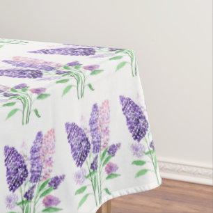 Mantel Lilacs Flores Púrpuras Patrón de Naturaleza acuare
