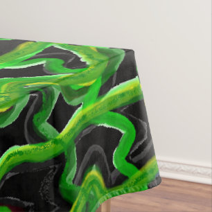 Mantel Limón gris verde profundo y remolinos negros