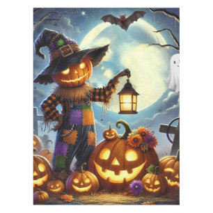 Mantel Lindo espantapájaros de Halloween y calabazas capr