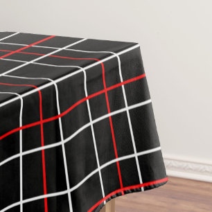 Mantel Líneas Gráficas Rojas Blancas Diseño de Cuadros Ne