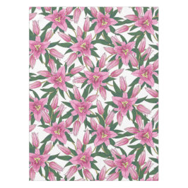 Mantel Lirios floreciendo en rosa pastel sobre blanco