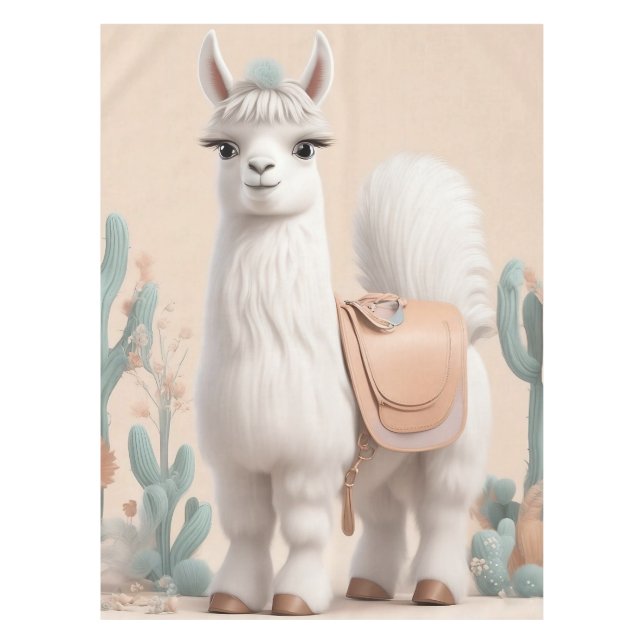 Mantel Llama con silla en el desierto (Anverso)