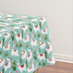 Mantel Llamas lindas en modelo verde azulado