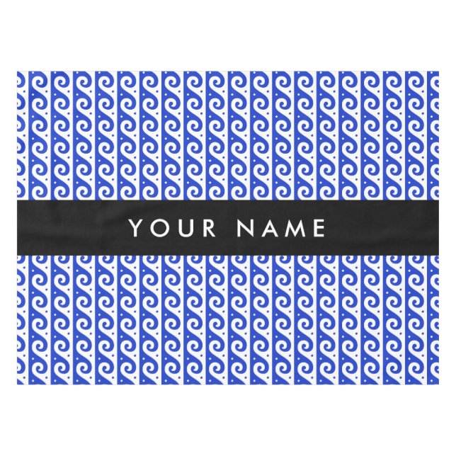 Mantel Llave de malandrina griega, llave de ola, azul, tu (Frente (Horizontal))