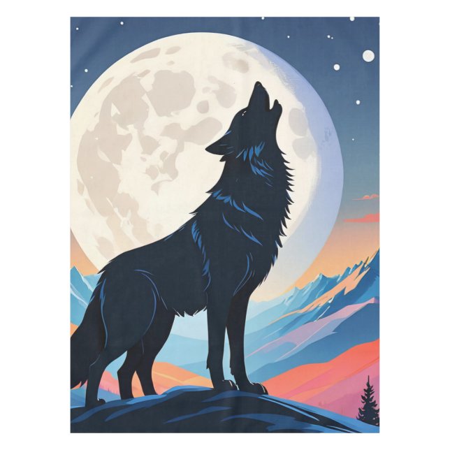 Mantel Lobo aullando a la luna (Anverso)