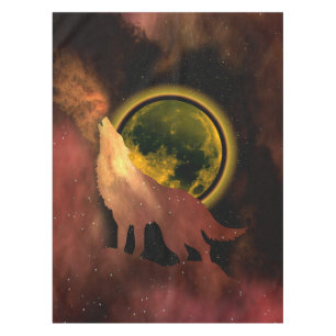 MANTEL LOBO AULLANDO EN GALAXIA LUNA ESPACIO