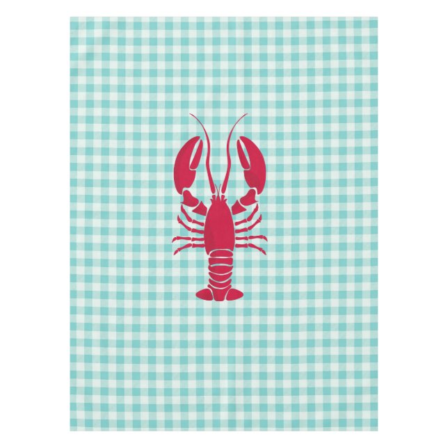 Mantel Lobster en Blue Gingham (Anverso)