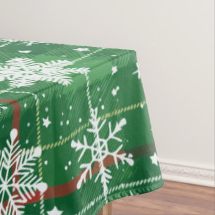 Mantel Los navidades rompen verde con copos de nieve blan