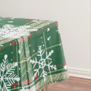 Mantel Los navidades tocan blanco, verde con copos de nie