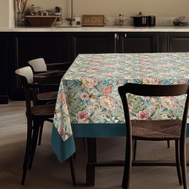 Mantel Lujosas Florales Delicadas inspiradas en el siglo  (Luxurious 18th Century Inspired Delicate Florals Tablecloth)