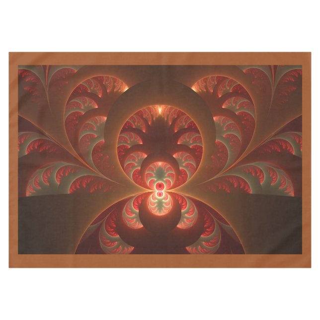 Mantel Luminoso abstracto moderno naranja rojo Fractal (Frente (Horizontal))