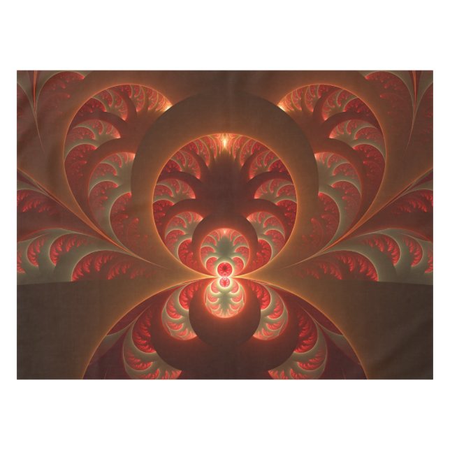 Mantel Luminoso abstracto moderno naranja rojo Fractal (Frente (Horizontal))