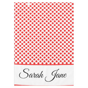 Mantel Lunares Rojos Elegantes con Nombre Personalizado e