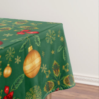 Mantel Luxury Emerald Green Gold Christmas Tablecloth