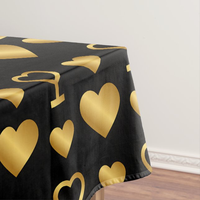Mantel Luxury Gold Foil Hearts on Black  (In Situ)