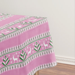 Mantel Luz de Invierno Rosa y Blanco Navidad Fair Isle