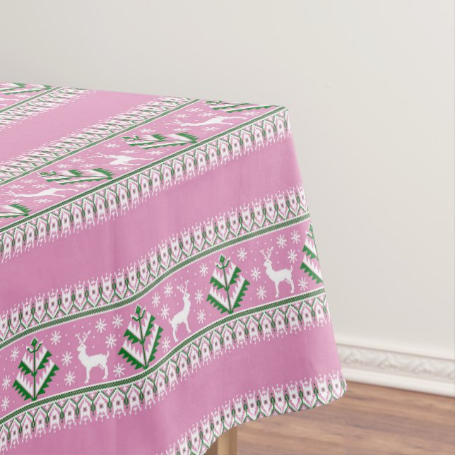 Mantel Luz de Invierno Rosa y Blanco Navidad Fair Isle (In Situ)
