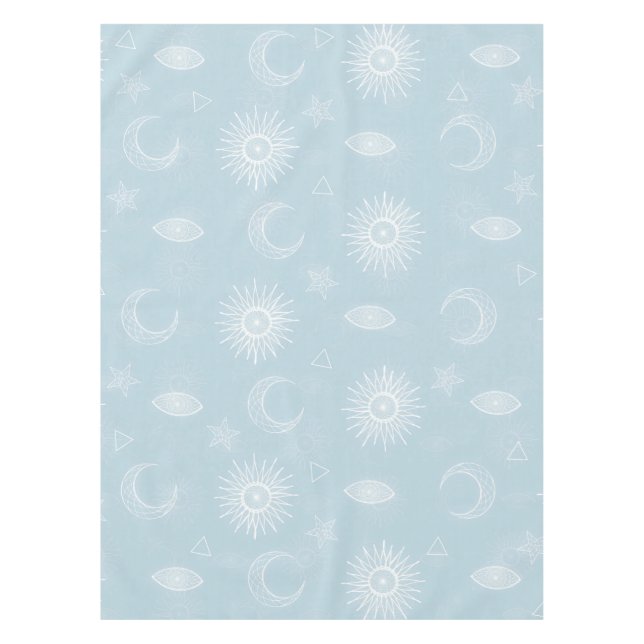 Mantel Magical White Moon Sun Stars Blue pattern (Anverso)