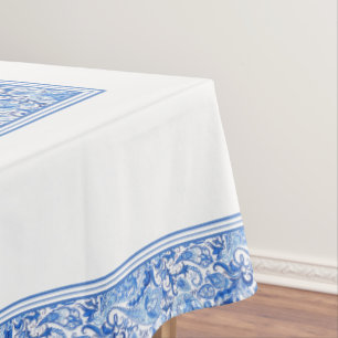 Mantel Magnífico patrón de arte Paisley floral azul blanc