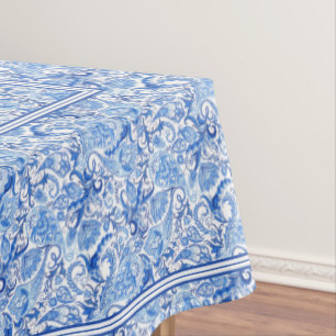 Mantel Magnífico patrón de arte Paisley floral azul blanc