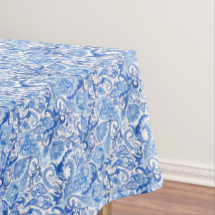 Mantel Magnífico patrón de arte Paisley floral azul blanc