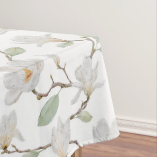 Mantel Magnolia blanca pintada a mano en blanco