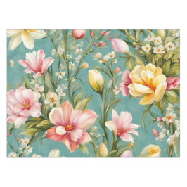 Mantel Magnolia rosa y amarilla exquisita con flores blan