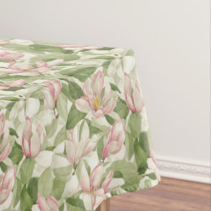 Mantel Magnolias pintadas de rosa y blanco